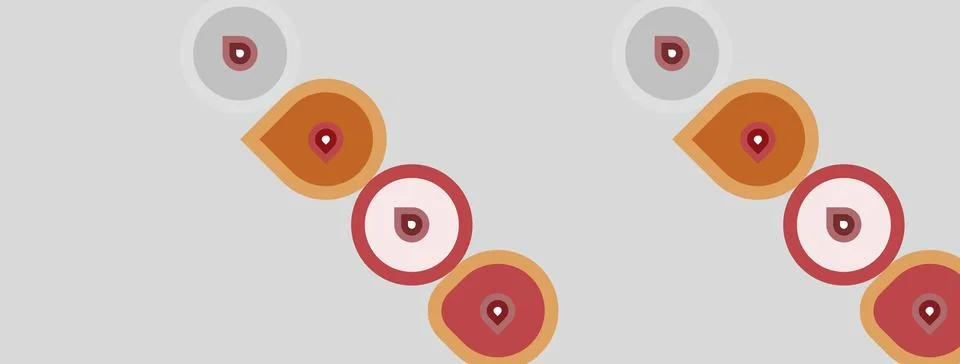 Pattern features repeating circles. Each circle contains smaller dot, beige Stock Illustration