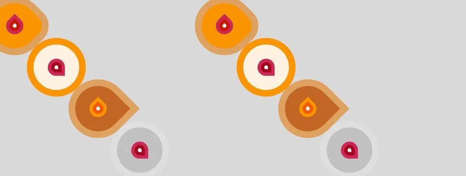 Pattern features repeating circles, ovals, drops. Colors include orange, red, Stock Illustration