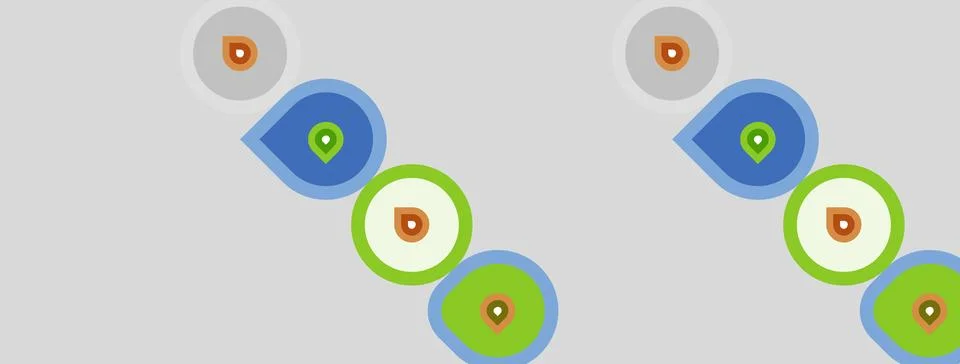 Pattern features repeating shapes. Circles, teardrops, dots create simple d.. Stock Illustration