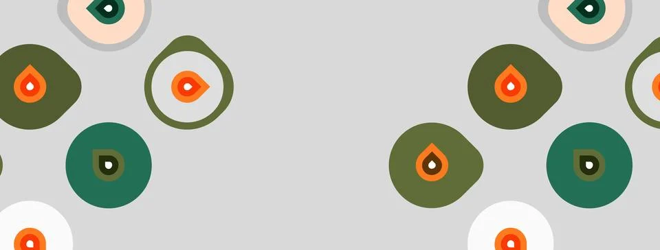 Pattern features stylized eyes, circles, teardrop shapes. Colors include gree 스톡 일러스트