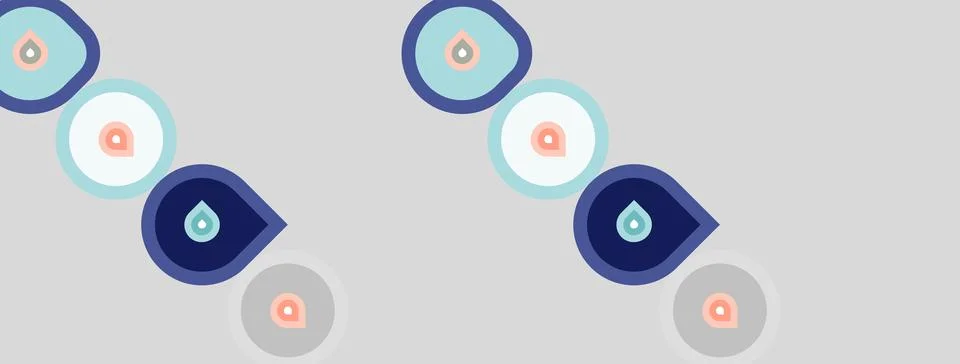 Pattern features stylized eyes. Circles, teardrops, pink accents create Illustrazione stock
