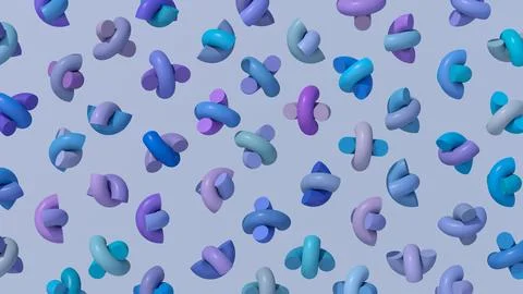 A pattern featuring 3D glossy bended shapes. Abstract illustration, 3d render Stock Illustration