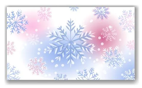 A pattern featuring blue and pink snowflakes on a gradient background with soft Stock Illustration