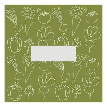 Pattern featuring hand-drawn vegetables including carrots, tomatoes, and bell Stock Illustration