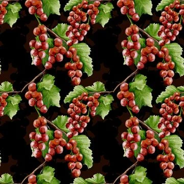 Pattern featuring redcurrants in a seamless watercolor design for textiles .. Stock Illustration