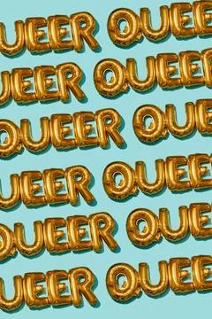 Pattern featuring the repeated word queer Stock Photos
