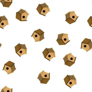 Pattern feeder bird house cartoon vector Illustrazione stock