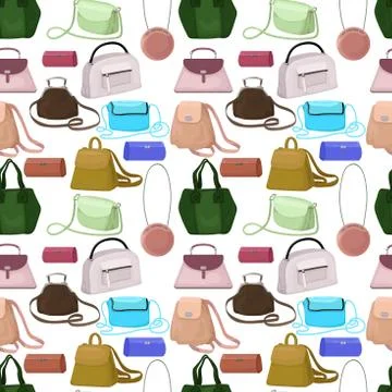 Pattern from female handbags. Seamless vector pattern Stock Illustration