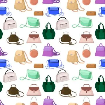 Pattern from female handbags. Seamless vector pattern Stock Illustration