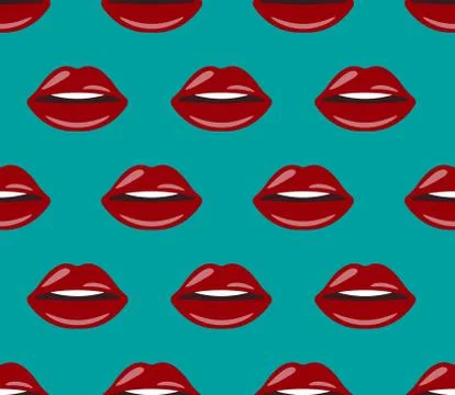 Pattern with female lips Stock Illustration