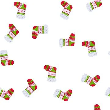 Pattern festive christmas sock cartoon vector イラスト素材