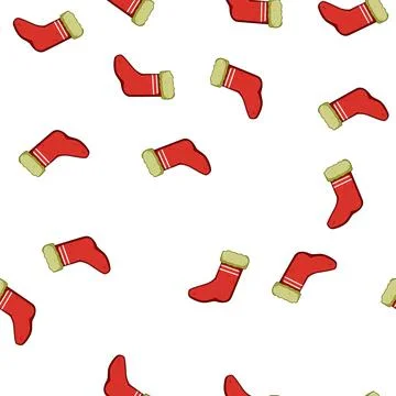 Pattern festive christmas sock cartoon vector 库存插图