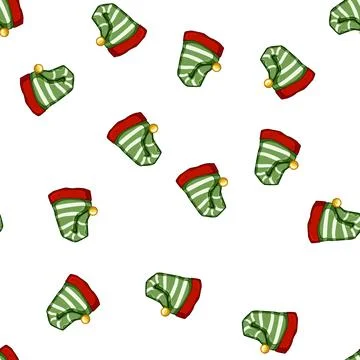 Pattern festive elf santa hat cartoon vector 스톡 일러스트