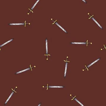 Pattern feudal sword medieval sketch hand drawn Stock Illustration