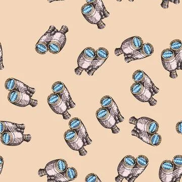 Pattern field binoculars sketch hand drawn 스톡 일러스트