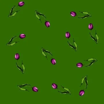 Pattern field tulip sketch hand drawn 스톡 일러스트