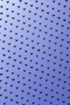 Pattern of fighter jets filling blue sky Stock Photos