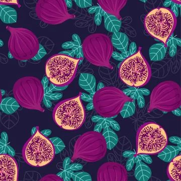 Pattern with figs and leaves Illustrazione stock