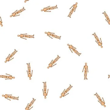 Pattern figurine wood man model cartoon vector Illustrazione stock