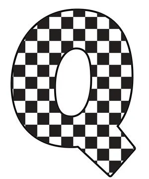A pattern-filled typography graphic illustration featuring letter q with uppe Stock Illustration