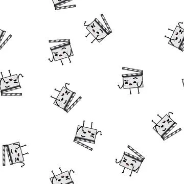 Pattern film clapper board character cartoon vector Stock Illustration