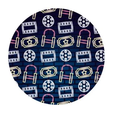 Pattern of film objects icon Stock Illustration