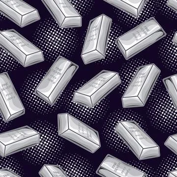 Pattern with fine silver bars, halftone shapes Stock Illustration