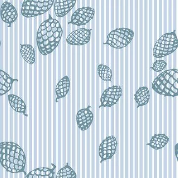 Pattern with fir cone and stripes 스톡 일러스트