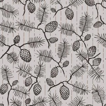 Pattern with fir conesand twigs  spruce Stock Illustration