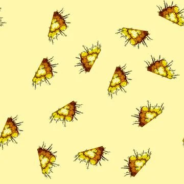 Pattern fire explosion bomb sketch hand drawn Stock Illustration
