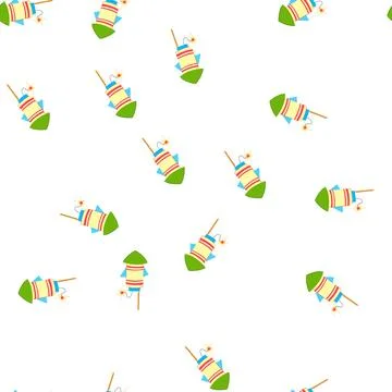 Pattern fire firework rocket cartoon vector Stock Illustration