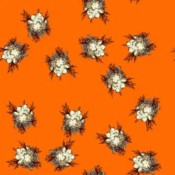 Pattern fireball explosion bomb sketch hand drawn イラスト素材