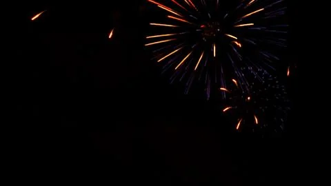 Pattern of fireworks in the evening sky Stock Photos