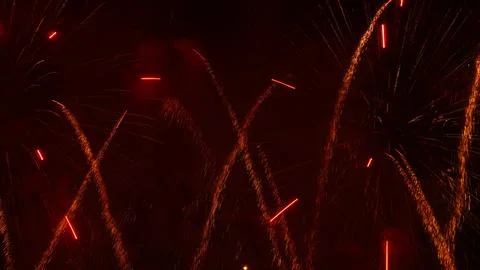 Pattern of fireworks in the evening sky Stock Photos