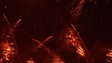 Pattern of fireworks in the evening sky Stock Photos