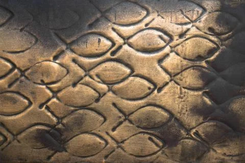 Pattern of fish Pattern of fish engraved on a copper plate. Copyright: xZo... Stock Photos