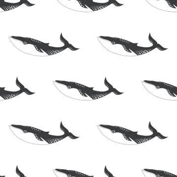 Pattern with fish whale Stock Illustration