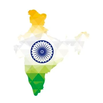 Pattern of flag patriotic indian in shape map with ashoka chakra Stock Illustration