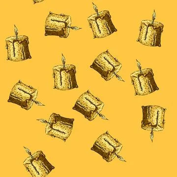Pattern flame candle sketch hand drawn Stock Illustration