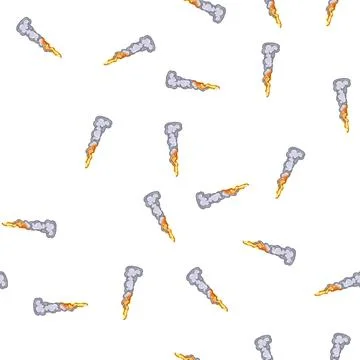 Pattern flame rocket launch smoke cartoon vector Stock Illustration