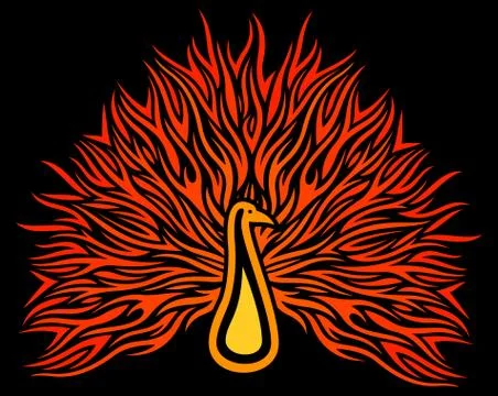 Pattern with flaming peafowl Stock Illustration