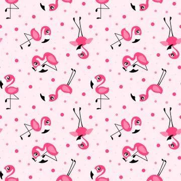 Pattern with flamingos in different orientations Stock Illustration