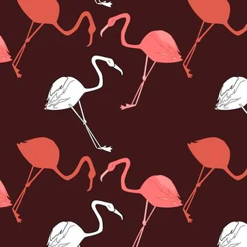 Pattern of flamingos in a style of hand drawn 스톡 일러스트