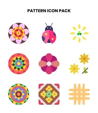 Pattern Flat Bundle Icons Pack Stock Illustration