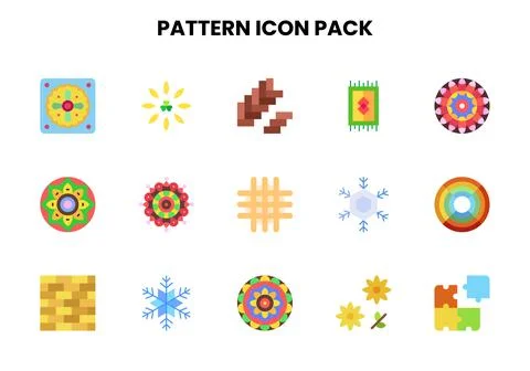 Pattern Flat Collection Icons Pack 스톡 일러스트