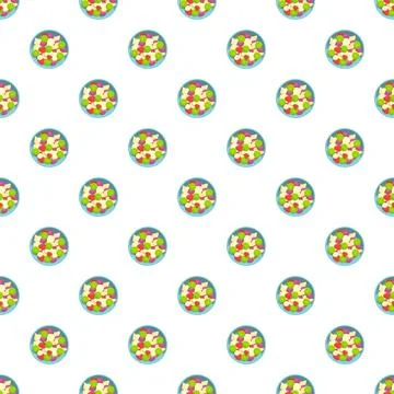 Pattern of flat design bowls with fruit breakfast Illustrazione stock