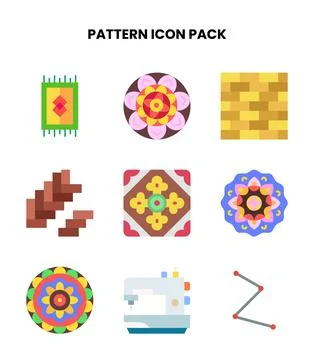 Pattern Flat Design Icons Pack Stock Illustration