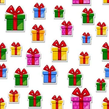 Pattern Flat gift box seamless background Stock Illustration