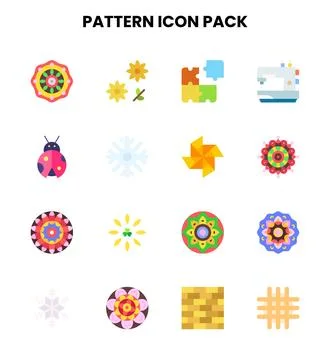 Pattern Flat Icons Pack Stock Illustration