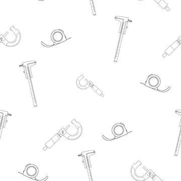 Pattern of flat just a vernier caliper and micrometer smooth, tape measure Stock Illustration